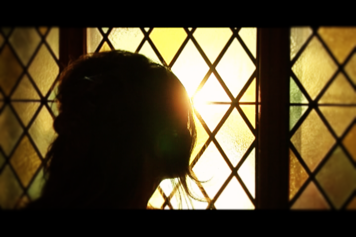 window Marie Antoinette looking through a stained glass window